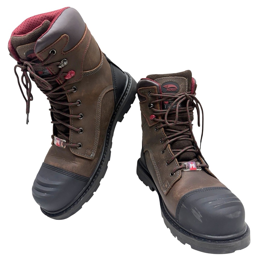Avenger A7573 Work Boots 10D Mens 8" Waterproof Steel Toe 3M Thinsulate 600g NEW